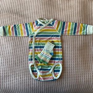 NWT - Striped Polarn o Pyret Wrap Body Suit + Socks